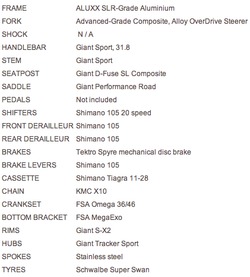 Giant tcx size online chart