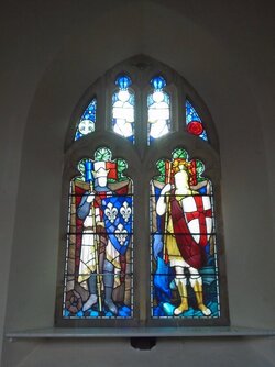 221022-1076 Rowberrow-St Michael & All Angels-glass-SS Louis of France & George of England.JPG